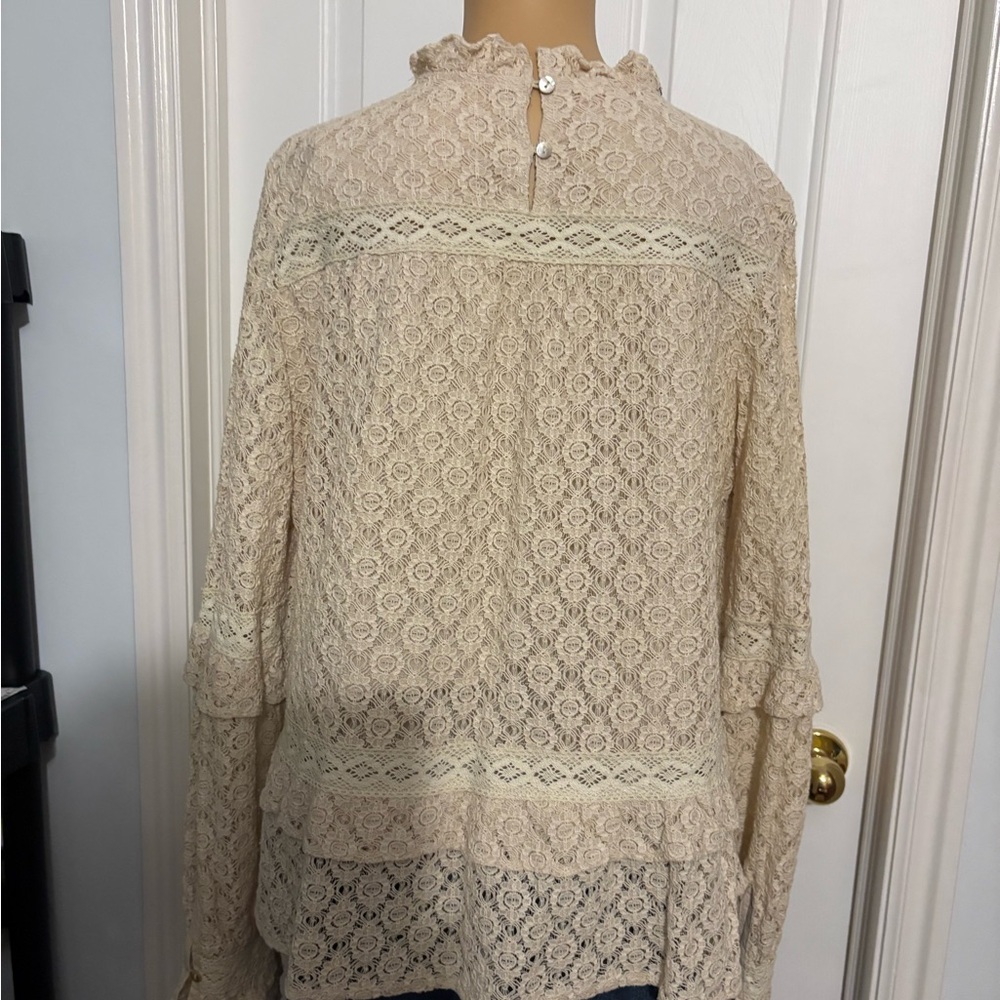 Listicle Cream Lace Ruffle Blouse - Picture 10 of 15